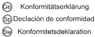 Ge Konformitätserklärung Sp Declación de conformidad Sw Konformitetsdeklaration