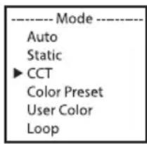 Cameo FLAT PRO 12 G2 - MODE DE FONCTIONNEMENT STAND ALONE CCT (CORRELATED COLOR TEMPERATURE) - 2