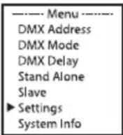 Cameo FLAT PRO 12 G2 - CONFIGURACIÓN DEL SISTEMA (SETTINGS) - 1