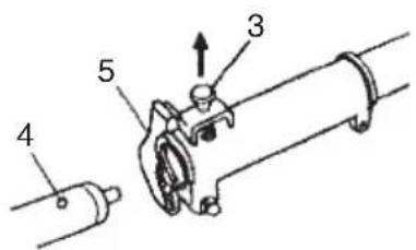 Technical diagram of a mechanical assembly with numbered components labeled 3, 4, and 5