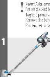 Auerst Akkui ermine Retirer d'abord la Togiiera prima la Remove the batte Primero: retirar la