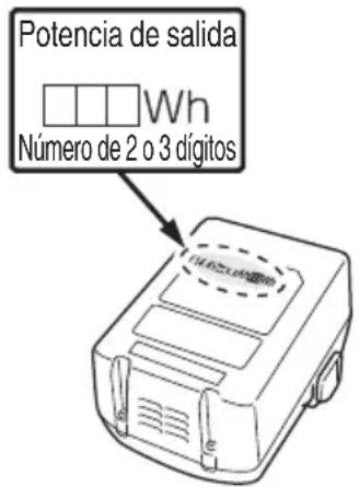 Potencia de salida Wh Número de 2 o 3 dígitos
