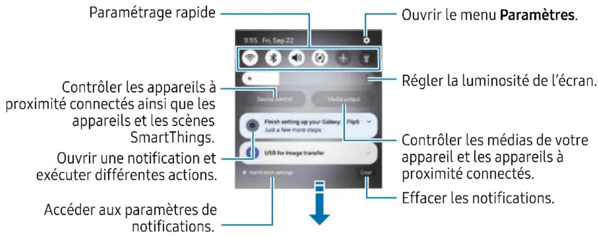 SAMSUNG Galaxy Z Flip 5 - Panneau de notifications - 1