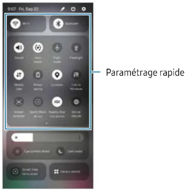 SAMSUNG Galaxy Z Flip 5 - Utiliser le panneau de paramétrage rapide - 1