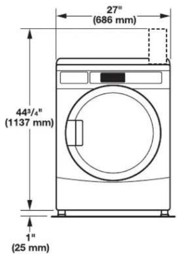 27" (686 mm) 44³/⁴" (1137 mm) 1" (25 mm)