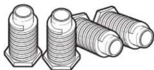 Illustration of three different types of threaded fasteners or bolts (no text or symbols present)