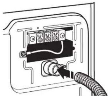 Diagram of an electrical outlet with a cable and connector, no text or symbols present