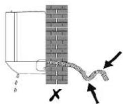 Diagram showing a pipe or cable being inserted into a brick wall, with directional arrows indicating flow direction.
