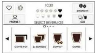 10:30 PROFILE 1 SELECT BEVERAGE COFFEE POT 2x ESPRESSO DORMA+ COFFEE