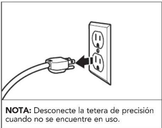 NOTA: Desconecte la tetera de precisión cuando no se encuentre en uso.