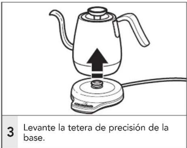 3 Levante la tetera de precisión de la base.