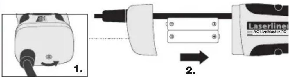 Laserliner AC-tiveMaster PD - Einsetzen der Batterien - 1