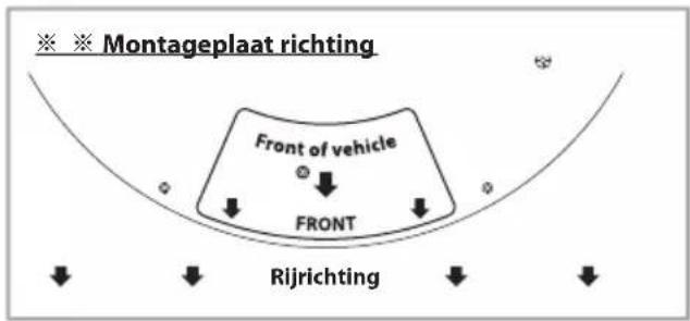 Montageplaat richting Front of vehicle FRONT Rijrichting