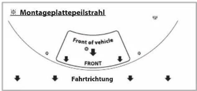 Montageplattepeilstrahl Front of vehicle FRONT Fahrtrichtung