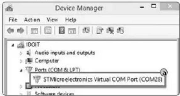 Device Manager File Action View Help IDOIT Audio inputs and outputs Computer Ports (COM & LPT) STMicroelectronics Virtual COM Port (COM28)
