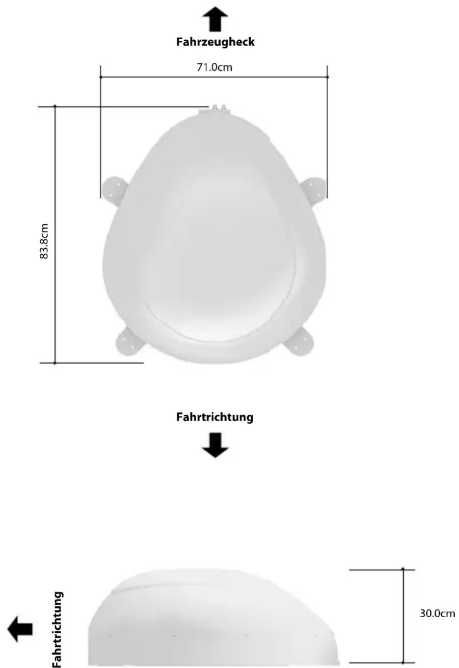 Fahrzeugheck 71.0cm 83.8cm Fahrtrichtung Fahrtrichtung 30.0cm