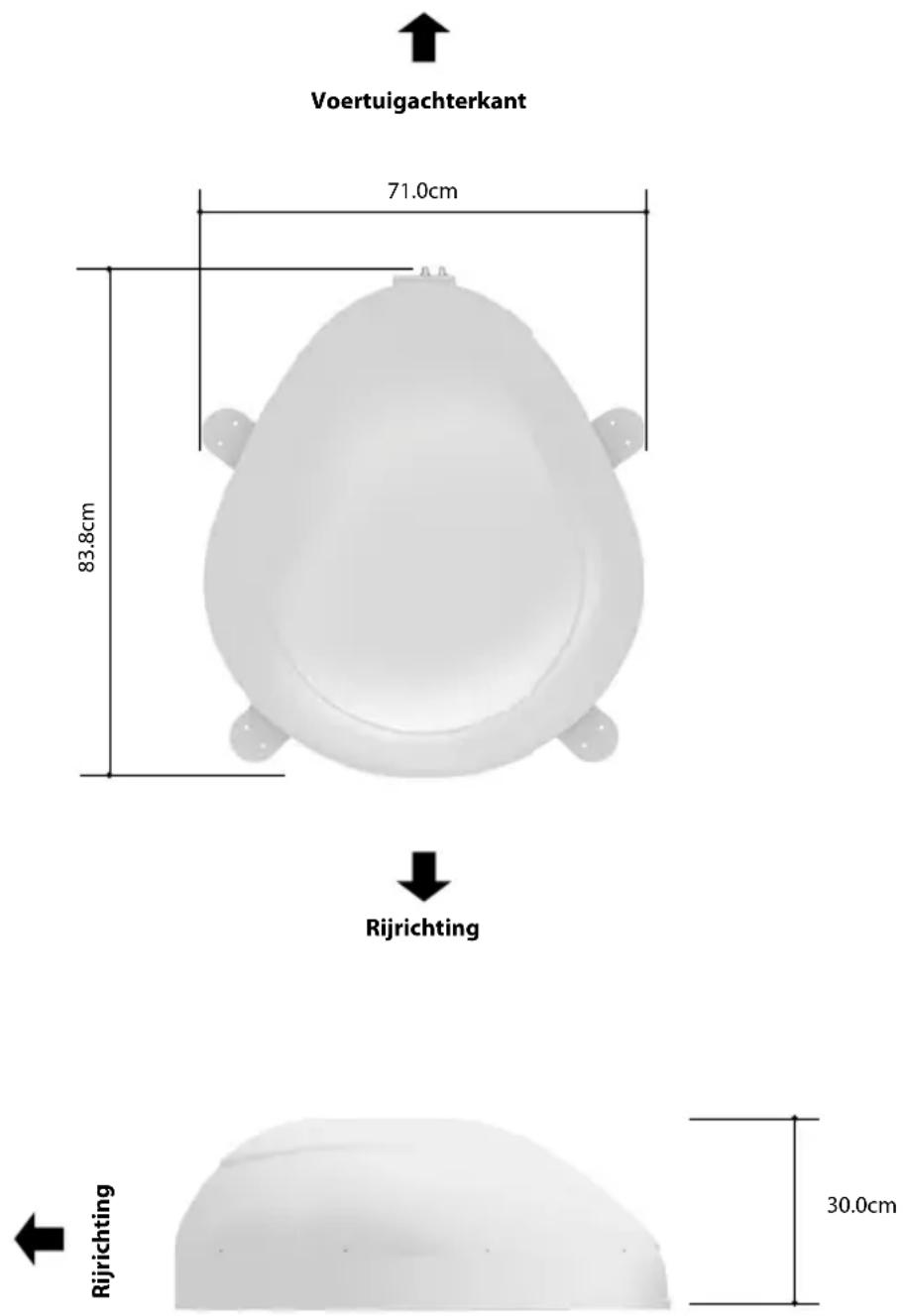 Voertuigachterkant 71.0cm 83.8cm Rijrichting Rijrichting 30.0cm
