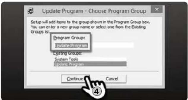 Update Program - Choose Program Group Setup will add items to the group shown in the Program Group box. You can enter a new group name or select one from the Existing Groups list: Program Group: Update Program Existing Groups: System Tools Update Program Continue Cancel