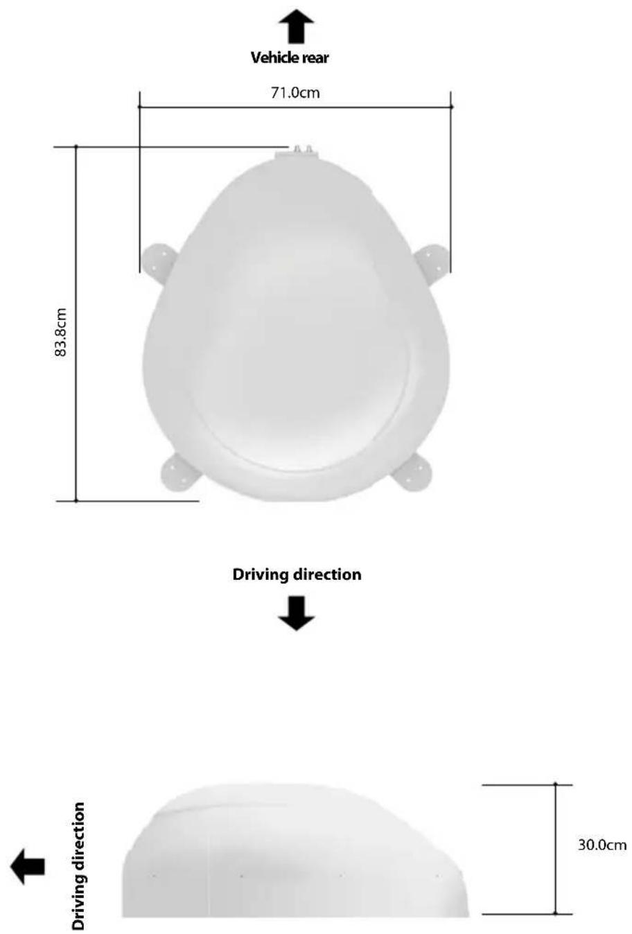 Vehicle rear 71.0cm 83.8cm Driving direction Driving direction 30.0cm