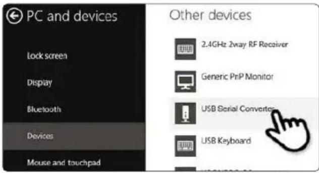 PC and devices Lock screen Display Bluetooth Devices Mouse and touchpad Other devices 2.4GHz 2way RF Receiver Generic PrP Monitor USB Serial Converter USB Keyboard