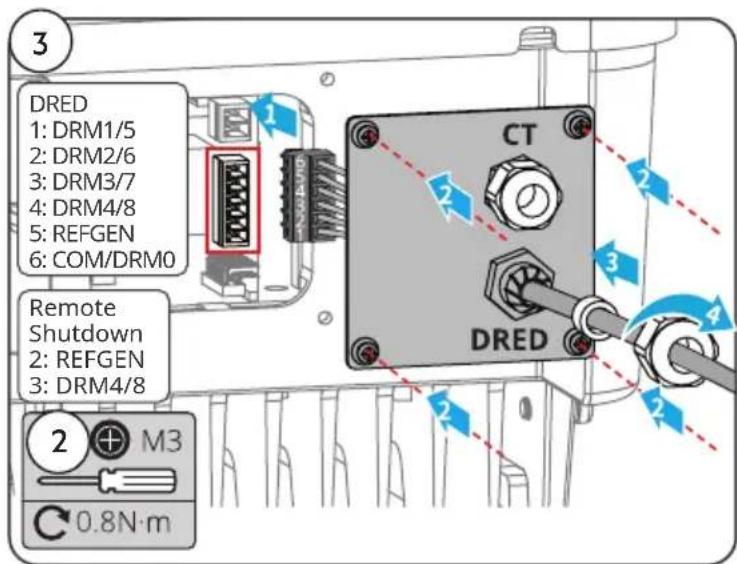 3 DRED 1: DRM1/5 2: DRM2/6 3: DRM3/7 4: DRM4/8 5: REFGEN 6: COM/DRM0 Remote Shutdown 2: REFGEN 3: DRM4/8 2 M3 C 0.8N·m CT DRED