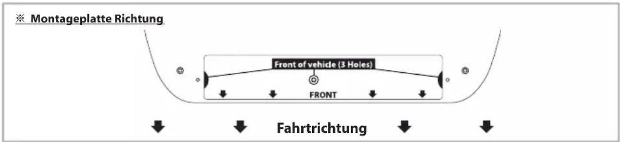 Montageplatte Richtung Front of vehicle (3 Holes) FRONT Fahrtrichtung