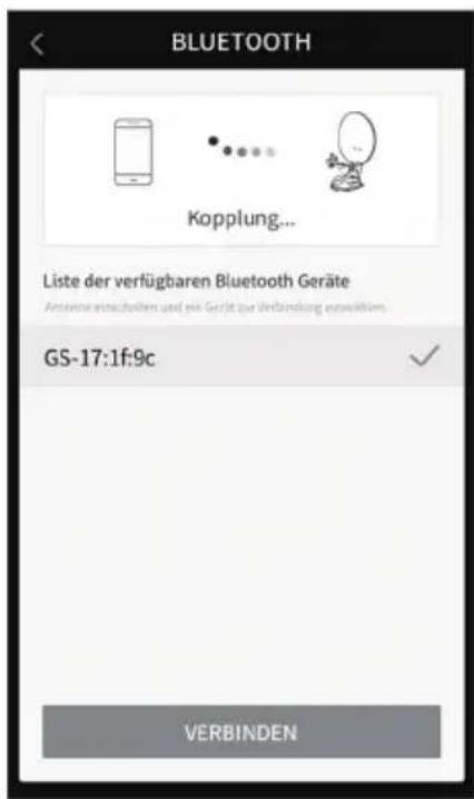 BLUETOOTH Kopplung... Liste der verfügbaren Bluetooth Geräte Ansteine einschließlich und sie Gerät zur Verbindung espositionen. GS-17:1f:9c VERBINDEN