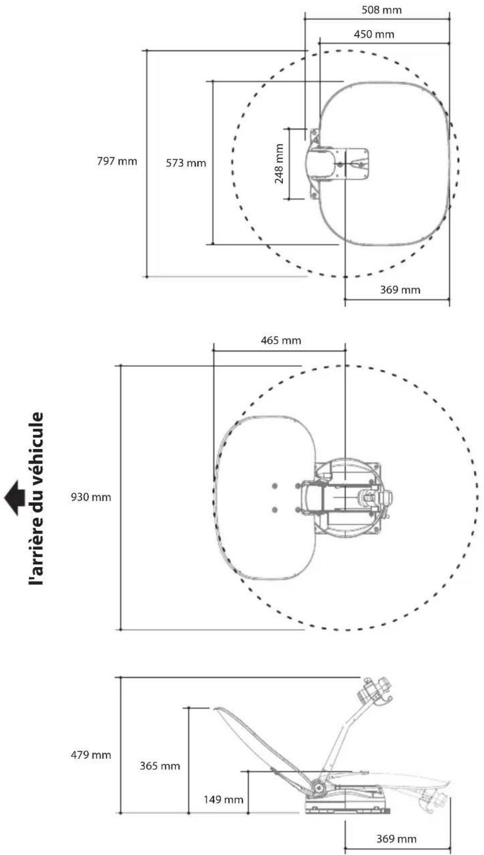 Selfsat Caravan Plus - 6-1. Espace requis pour l'installation - 1