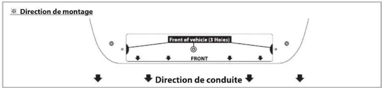 Direction de montage Front of vehicle (3 Holes) FRONT Direction de conduite