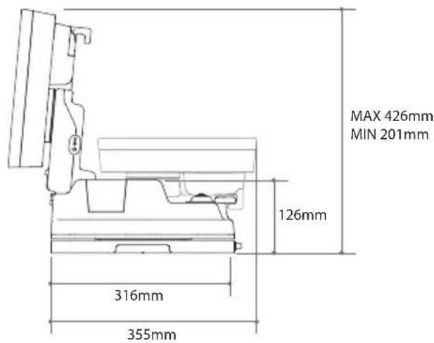 MAX 426mm MIN 201mm 126mm 316mm 355mm