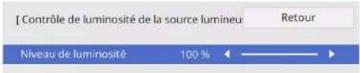 [ Contrôle de luminosité de la source lumineu Retour Niveau de luminosité 100 %