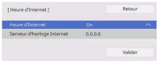 [ Heure d'Internet ] Heure d'Internet On Serveur d'horloge Internet 0.0.0.0 Valider