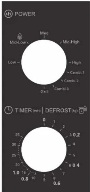 SHARP YS-MS01E-S - TIMER/DEFROST GUIDE knob (0-35 Min/0.2 - 1.0 kg) - 2