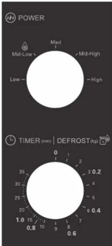 SHARP YS-MS01E-S - TIMER/DEFROST GUIDE knob (0-35 Min/0.2 - 1.0 kg) - 1