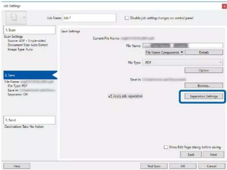 EPSON WorkForce DS-5500N - Cliquez sur Param. séparation. - 1