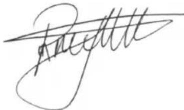 Handwritten signature or scribble on a line, possibly a signature or autograph