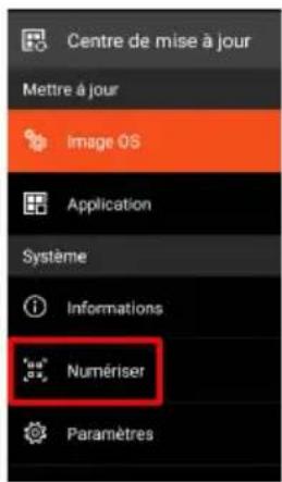 Centre de mise à jour Mettre à jour Image OS Application Système Informations Numériser Paramètres