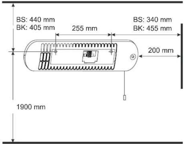 BS: 440 mm BK: 405 mm 255 mm BS: 340 mm BK: 455 mm 200 mm 1900 mm