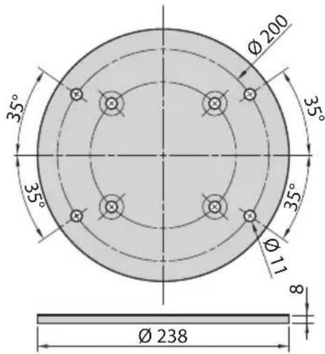 Ø 200 35° 35° 35° Ø 11 8 Ø 238