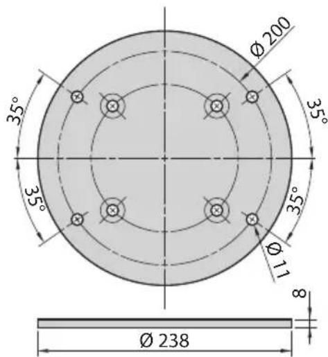 Ø 200 35° 35° 35° Ø 11 8 Ø 238