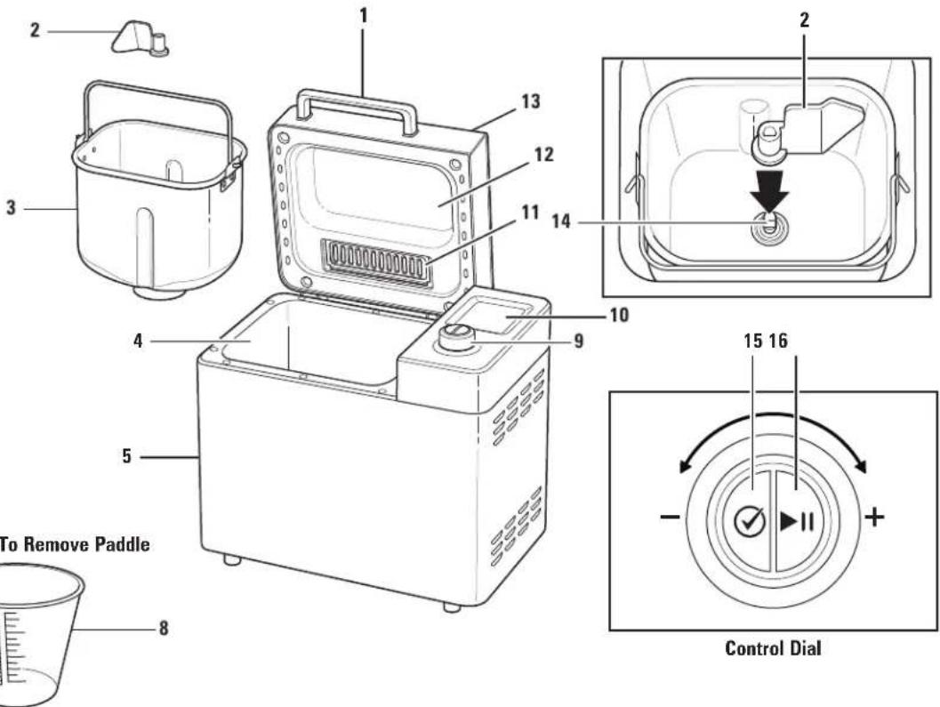 To Remove Paddle 8 1 2 3 4 5 9 10 11 12 13 14 15 16 Control Dial