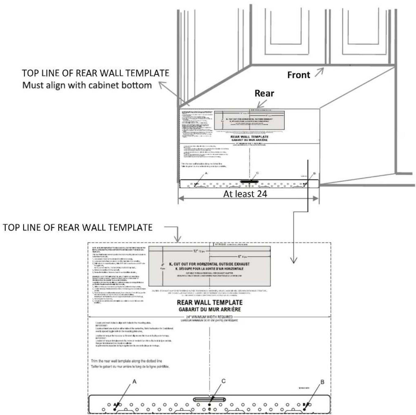 Thor TOR24SS - DETERMINE TOP LINE OF REAR WALL TEMPLATE LOCATION UNDER YOUR CABINET - 1