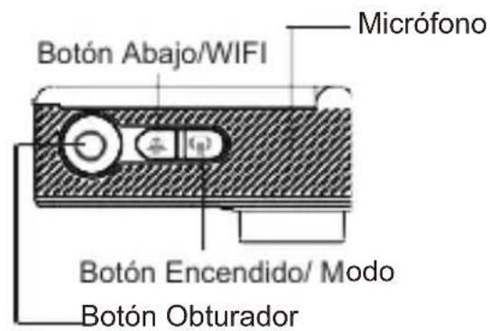 Botón Abajo/WIFI Micrófono Botón Encendido/ Modo Botón Obturador