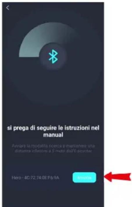 si prega di seguire le istruzioni nel manual Avviare la modalità ricerca e maintainere una diaranza inflexione a 5 metri dall'E-scroster Herb - 4C:72.74.0E:F6.9A Andina