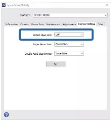EPSON DS-C330 - Régler la fonction de détction de la saleté sur la surface vitrée - 1