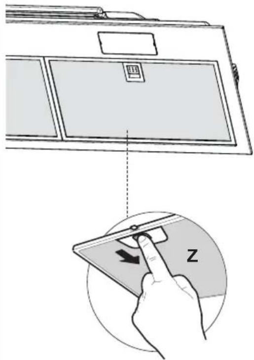 Diagram showing a hand interacting with a device labeled 'Z' and a screen, with an arrow indicating rotation or movement.
