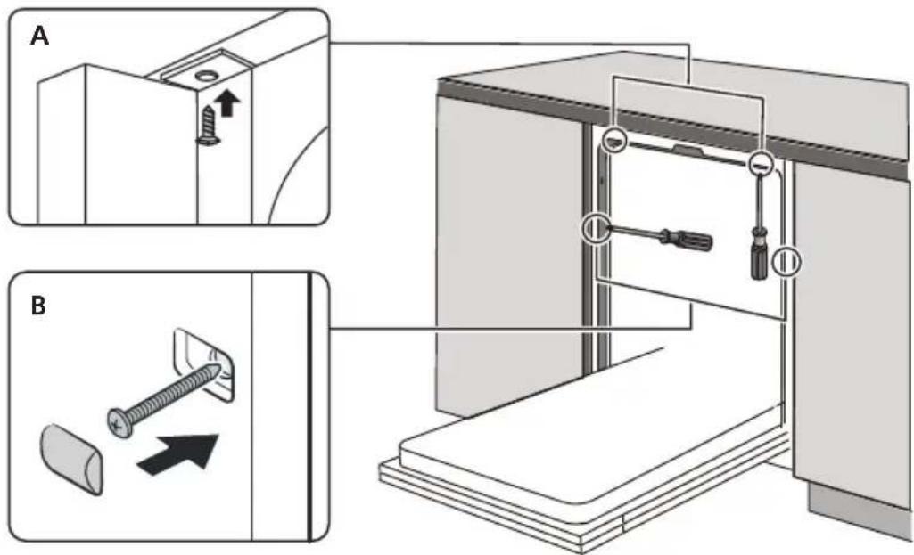 THOMSON TWBI4215CFULLSLID - Fixer le lave-vaisselle en place - 1