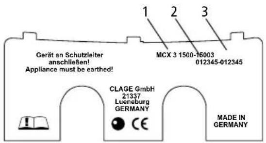 Clage MCX 3 - Kryt typového štítku - 1