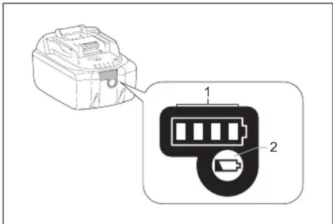 MAKITA DMR114 - Anzeigen der Restladung des Akkus - 1