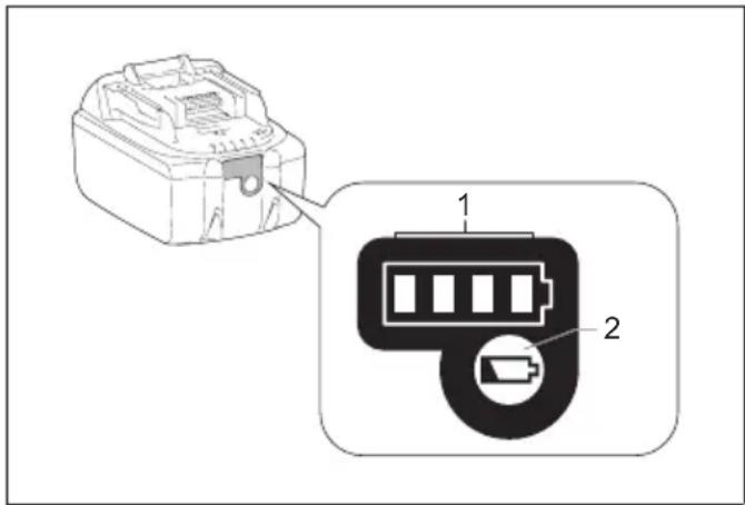 MAKITA DMR114 - Indicación de la capacidad restante de la batería - 1